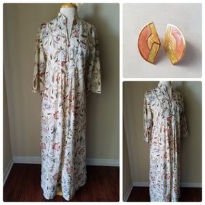 Keyloun Vintage Floral Maxi Dress + Earrings